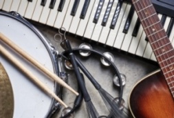 Top view of musical instruments