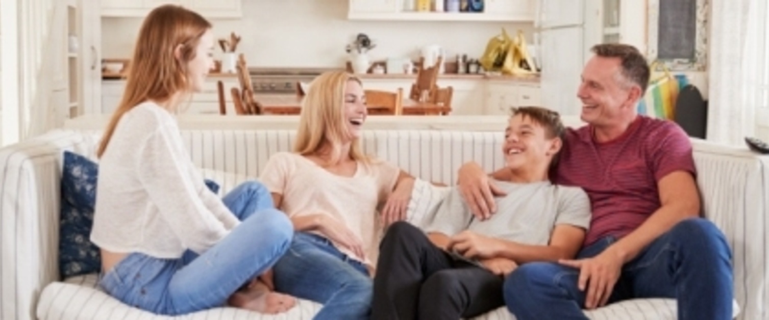 Family laughing together
