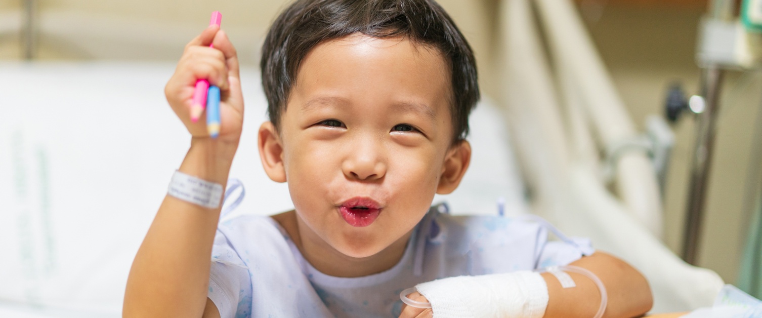 Young child in a hospital bed