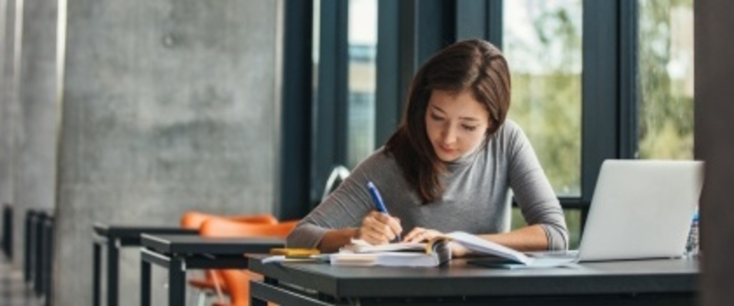 Student in a library