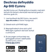 NHS Wales App - Getting Started flyer (Welsh)