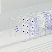 Graphics showing complex detailed shapes all coming together to one pipeline