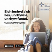 NHS Wales App - 'Anytime, anywhere' 3 - 1200x1200 (Welsh)