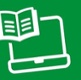 e-Library logo featuring the white outline of a laptop with an open book
