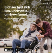 NHS Wales App - 'Anytime, anywhere' 1 - 1200x1500 (Welsh)