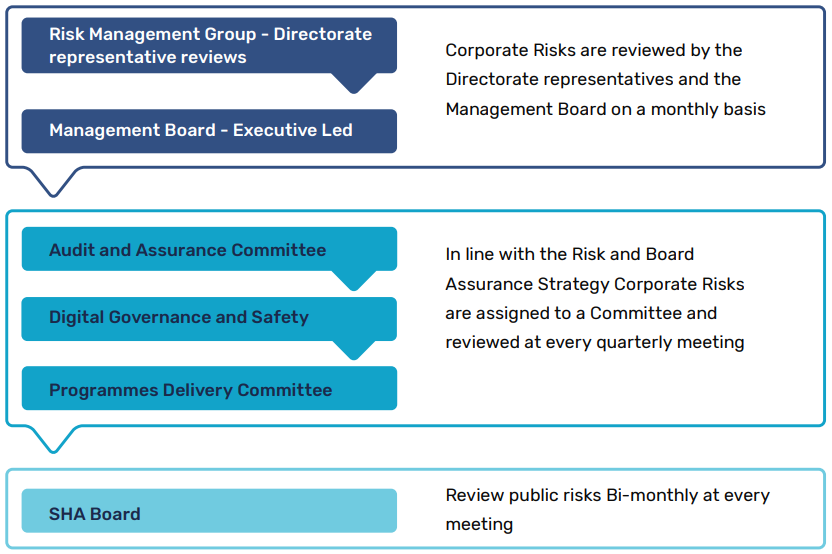 Screenshot of risk-related blue and white text
