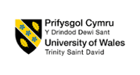 Logo for University of Wales Trinity Saint David featuring a yellow and black shield