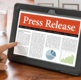 photo of a press release on a tablet device