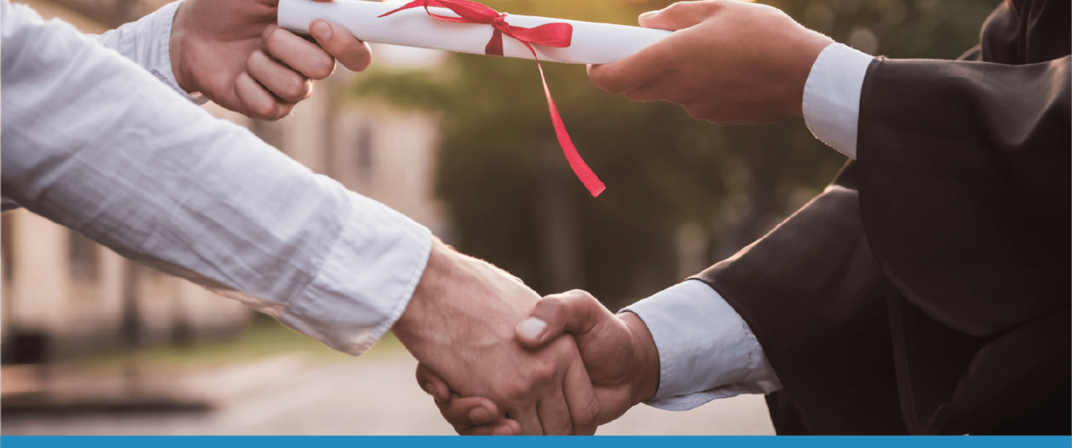 Man receiving a diploma in healthcare planning