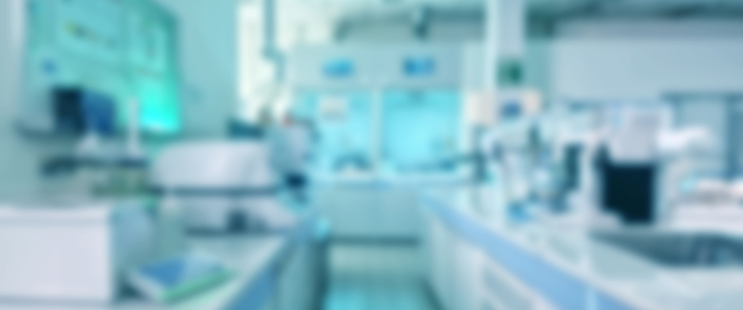 blurred background of a medical laboratory.