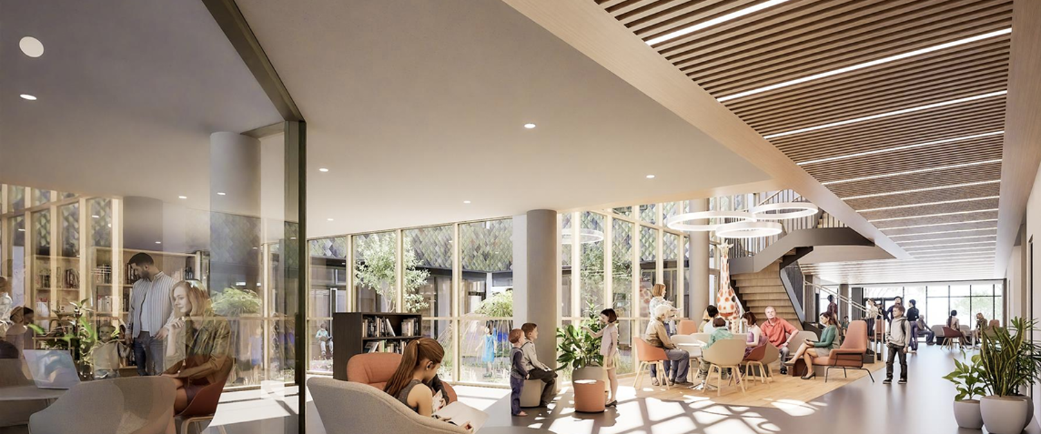 Illustration of interior of health and wellbeing hub