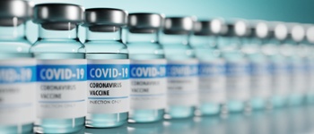 Row of Coronavirus vaccine vials