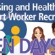 Nursing and health care support worker recruitment open days illustrations of 3 NHS workers