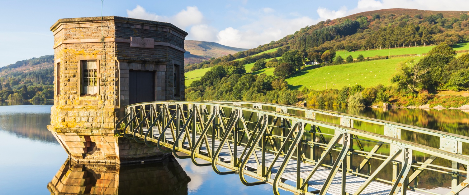 An image of Talybont pumping tower shot on a beautiful morning in early October, Talybont On Usk, Wales, UK.