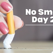 Text Reads: No Smoking Day 2026. Image of female putting cigarette out.