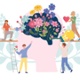 Teamwork of people recovery a brain with  flowers