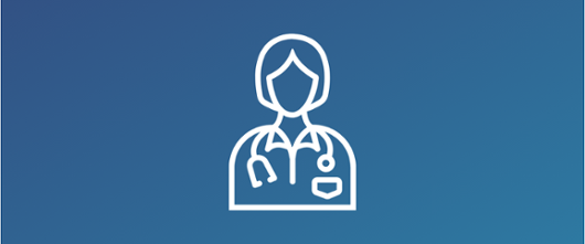 graphic outline of health care worker with stethoscope