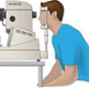 graphic of a person sitting at the diabetic eye screening camera