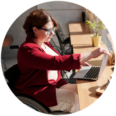 woman working in wheelchair