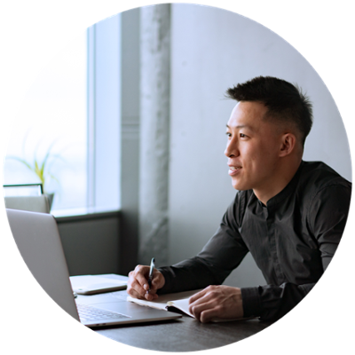 scientist looking into telescope