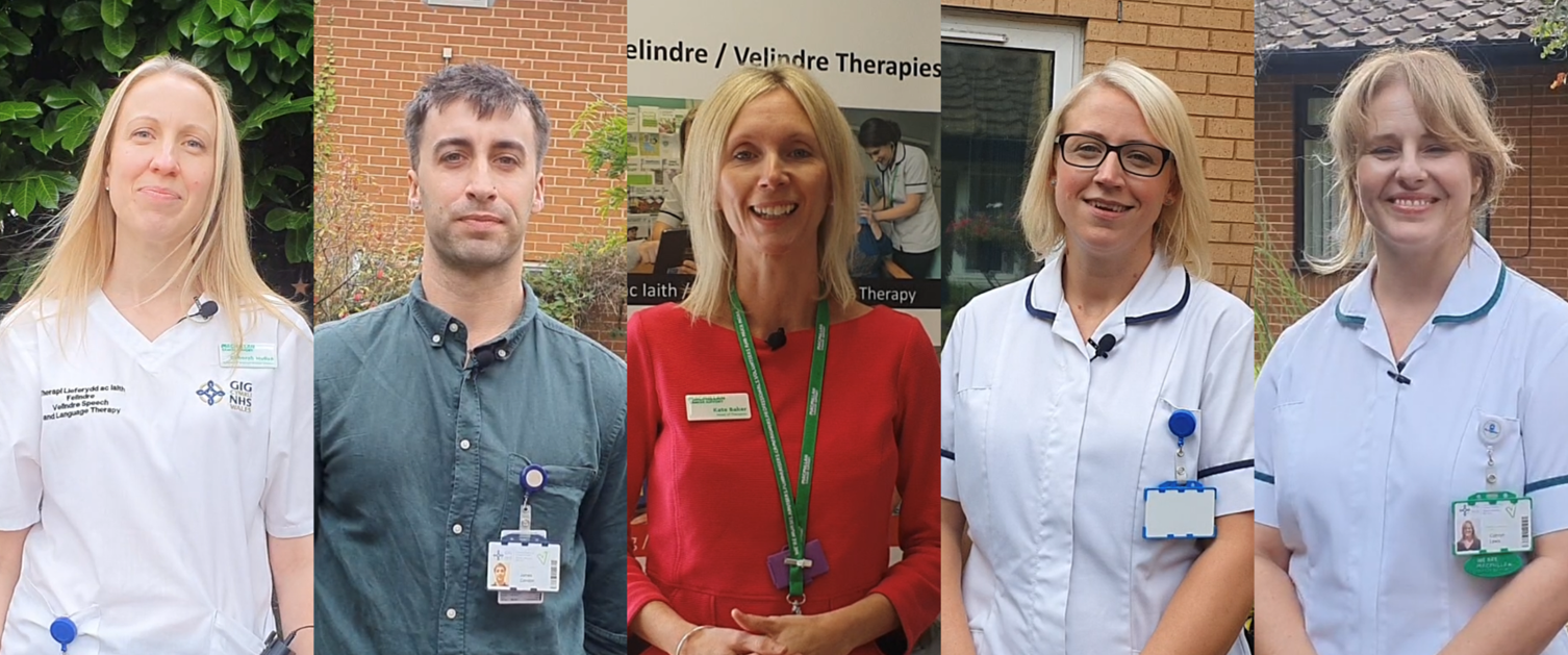 A collage of smiling Velindre staff.