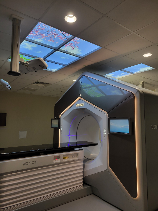 A radiotherapy machine.