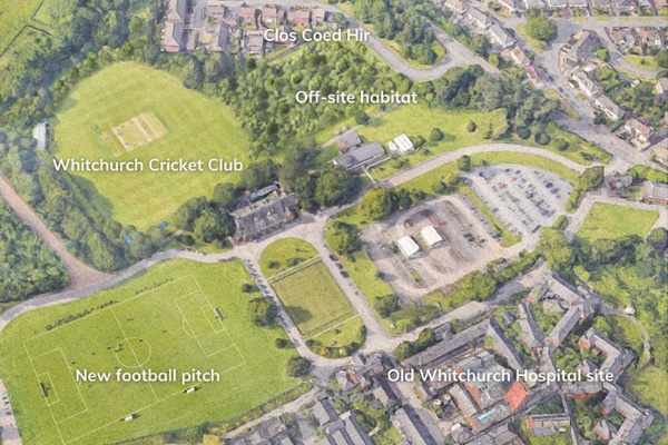 A map of habitat areas around the new Velindre Cancer Centre.