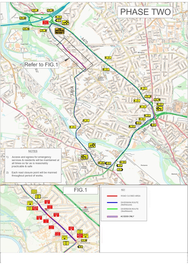 A map of road closures.