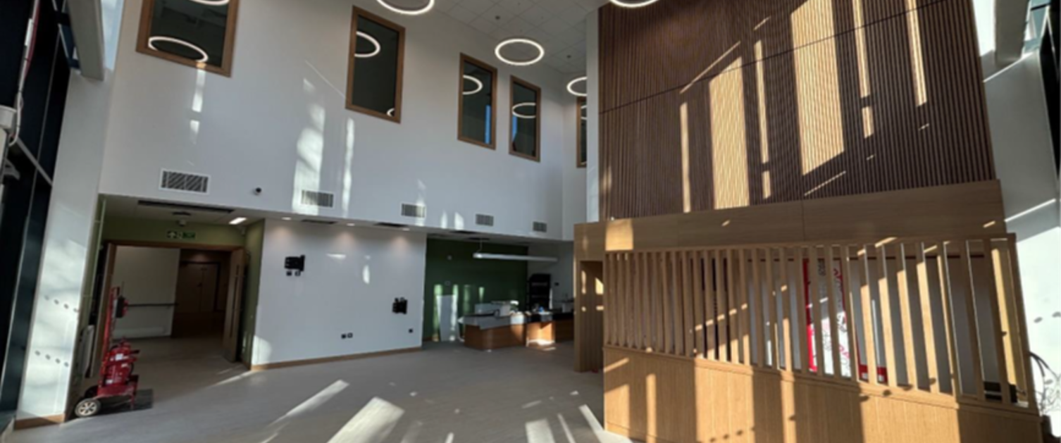 A photo of the main waiting area of the Velindre@ Nevill Hall Radiotherapy Uniy