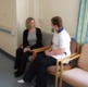 Patient talking with a radiographer