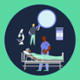 An animation of hospital staff with a patient.