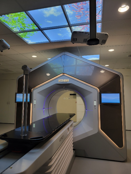 A radiotherapy machine.