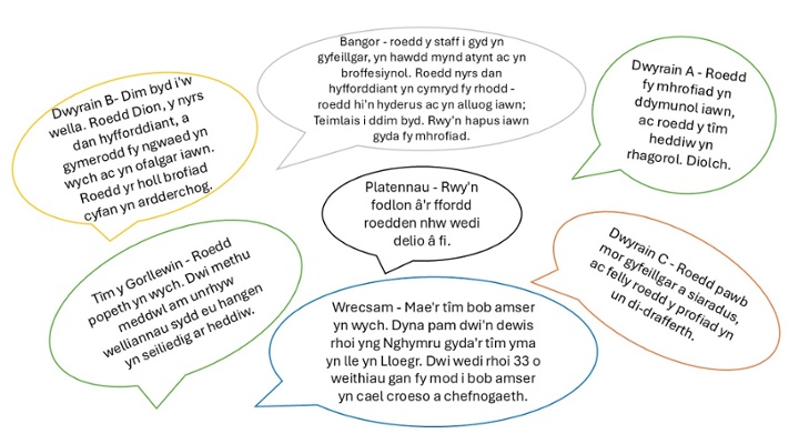 Casgliad o adborth cadarnhaol gan gleifion mae timau o bob rhan o