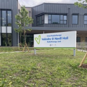 The signage outside the radiotherapy unit at Nevill Hall Hospital.