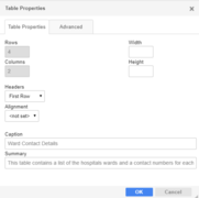 Adding your Table Properties