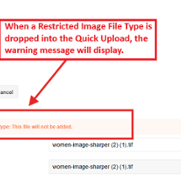 Quick Upload Restricted Image warning