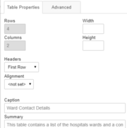 Adding your Table Properties