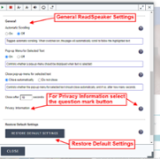 ReadSpeaker - Further Settings Options