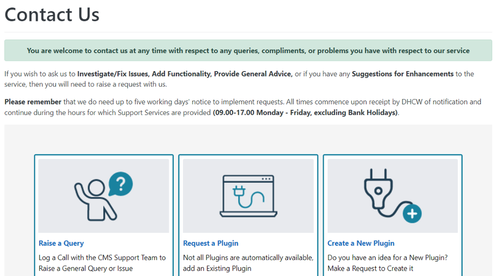 Information Banner Overview - CMS Support